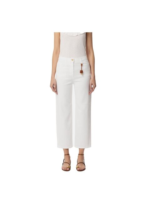Pantalone Elisabetta Franchi donna PJ94151E2 192 avorio bottore dorato logato ELISABETTA FRANCHI | Pantaloni | PJ87D51E2360
